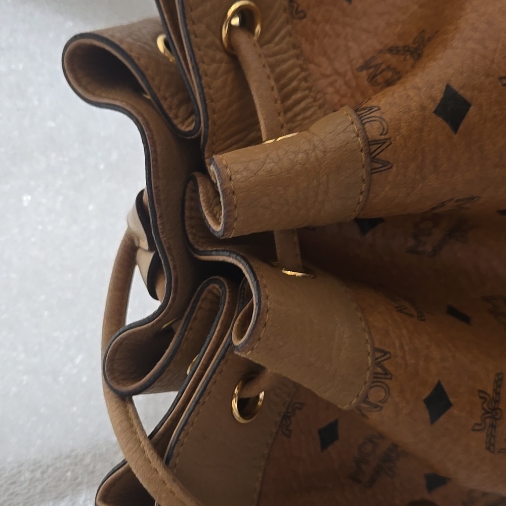 EUC MCM Tan Monogram Shoulder Bucket Bag - Picture 4 of 9